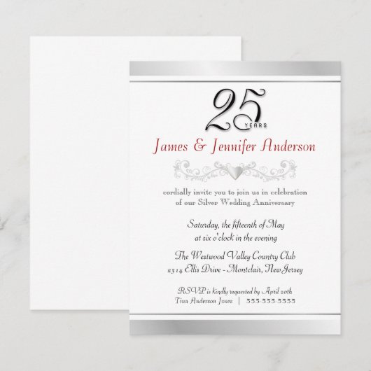 Uitnodigingen voor 25-jarig huwelijksfeest (Voorkant / Achterkant)