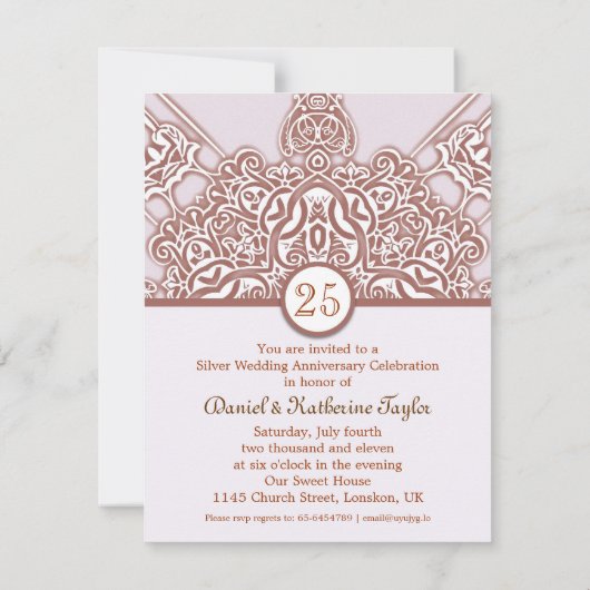 Uitnodigingen voor 25-jarig huwelijksjubileum in v (Achterkant)