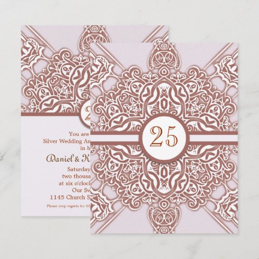 Uitnodigingen voor 25-jarig huwelijksjubileum in v (Voorkant / Achterkant)