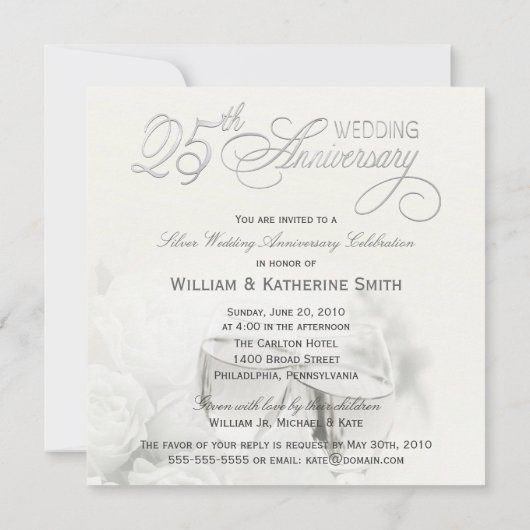 Uitnodigingen voor 25-jarig huwelijksjubileum - Vi (Achterkant)