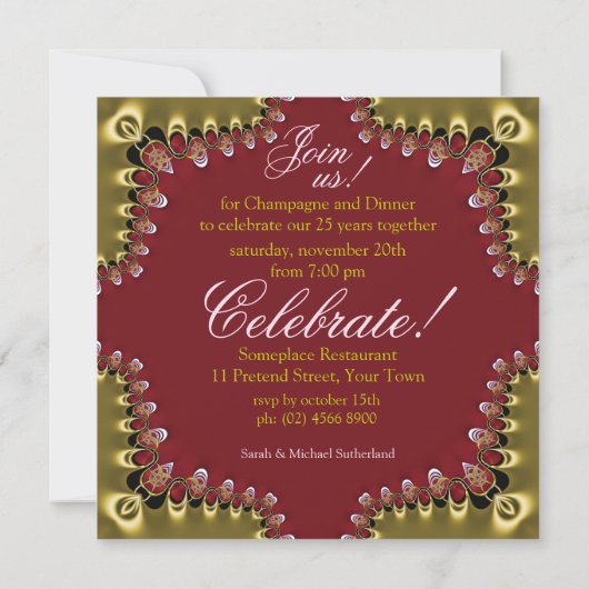 Uitnodigingen voor 25-jarig jubileumdiner Aardse L (Achterkant)