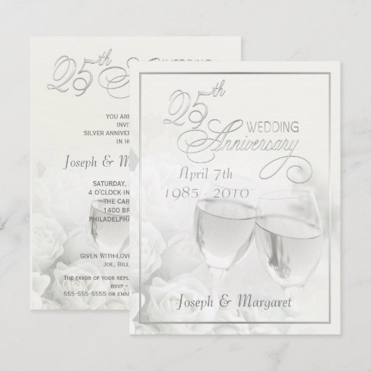 Uitnodigingen voor 25-jarig jubileumfeest (Voorkant / Achterkant)