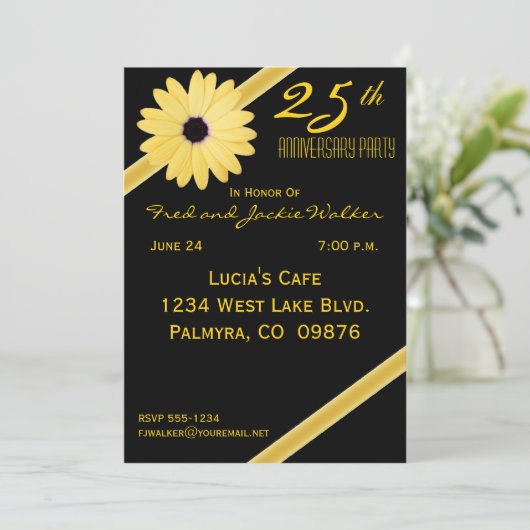 Uitnodigingen voor 25-jarig jubileumfeest (Staand voorkant)