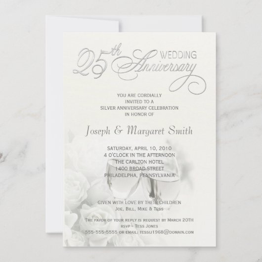 Uitnodigingen voor 25-jarig jubileumfeest - Gepers (Achterkant)