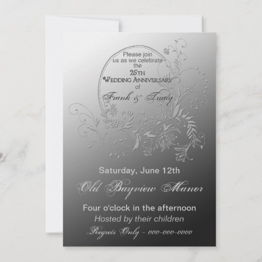 Uitnodigingen voor 25-jarig zilveren huwelijksjubi (Achterkant)