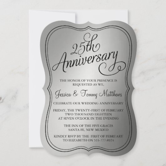Uitnodigingen voor 25-jarig zilveren huwelijksjubi (Voorkant)