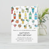 Uitnodigingen voor 25e verjaardag Cocktail Modern (Staand voorkant)