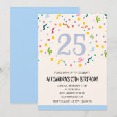 Uitnodigingen voor 25ste verjaardag Confetti (Voorkant / Achterkant)
