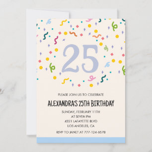 Uitnodigingen voor 25ste verjaardag Confetti
