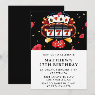 Uitnodigingen voor 27e verjaardag Casino thema Pok