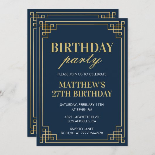 Uitnodigingen voor 27e verjaardag Verjaardagsfeest (Voorkant / Achterkant)