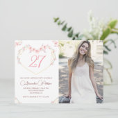 Uitnodigingen voor 27ste verjaardag Boho Bloemen F (Staand voorkant)