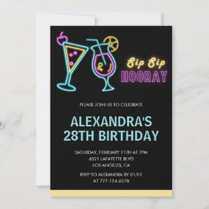Uitnodigingen voor 28ste verjaardag Cocktail Neon 
