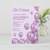 Uitnodigingen voor 29ste verjaardag Ballonnen Chic (Staand voorkant)
