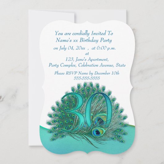 Uitnodigingen voor 30e verjaardag (Achterkant)