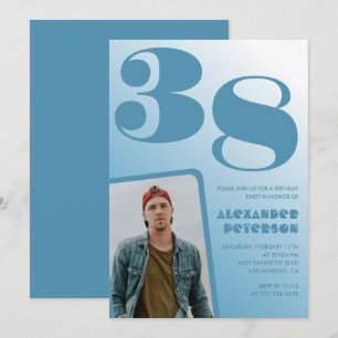Uitnodigingen voor 38ste verjaardag met blauwe man