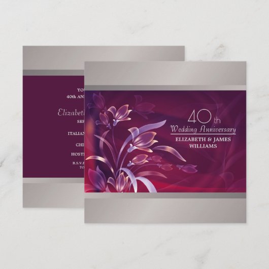 Uitnodigingen voor 40-jarig huwelijksfeest (Voorkant / Achterkant)