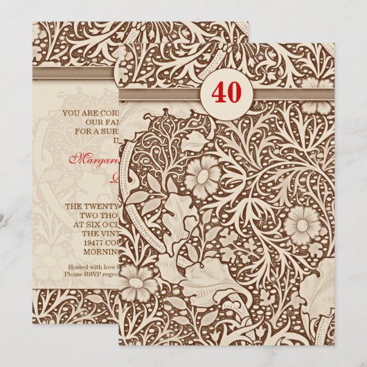 Uitnodigingen voor 40-jarig huwelijksjubileum (Voorkant / Achterkant)