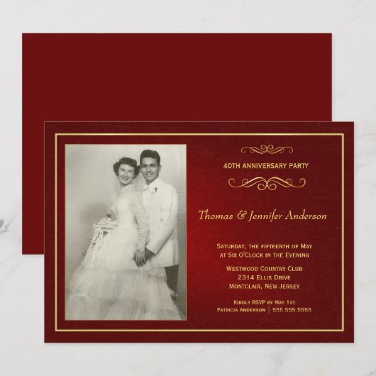 Uitnodigingen voor 40-jarige huwelijksjubileum - R (Voorkant / Achterkant)