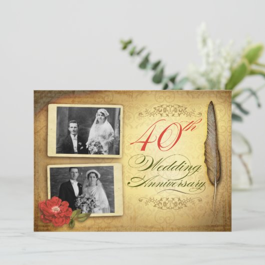 Uitnodigingen voor 40e jubileum met foto's (Staand voorkant)