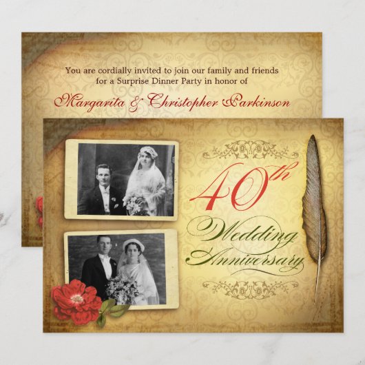 Uitnodigingen voor 40e jubileum met foto's (Voorkant / Achterkant)
