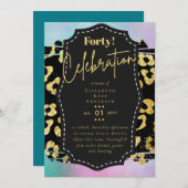 Uitnodigingen voor 40e verjaardagsfeest Glitters G (Voorkant / Achterkant)