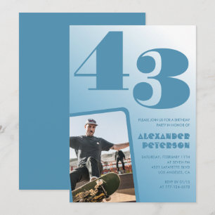 Uitnodigingen voor 43ste verjaardag met blauwe man