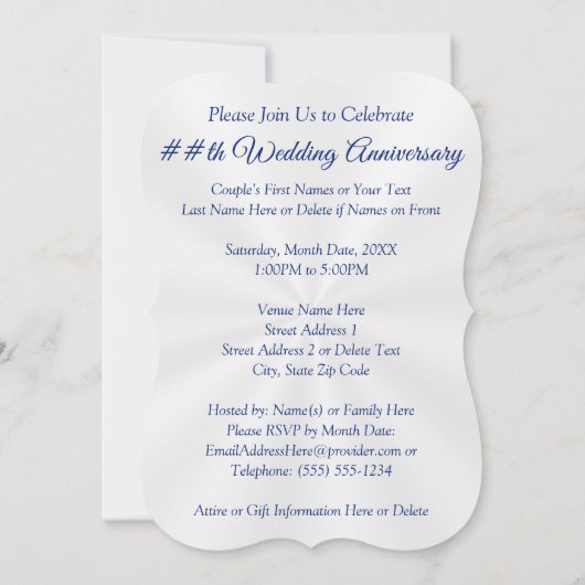Uitnodigingen voor 45-jarige of 65-jarige trouwdag (Achterkant)