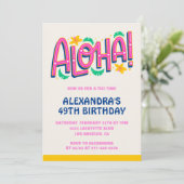 Uitnodigingen voor 49e verjaardag Tropische Aloha (Staand voorkant)