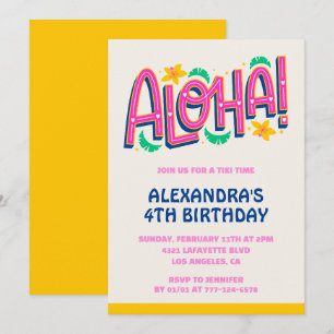 Uitnodigingen voor 4de verjaardag Tropische Aloha