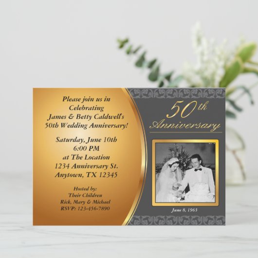 Uitnodigingen voor 50-jarig huwelijksjubileum (Staand voorkant)