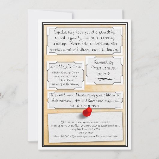 Uitnodigingen voor 50-jarig huwelijksjubileum (Achterkant)