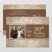 Uitnodigingen voor 50-jarig huwelijksjubileum foto (Voorkant / Achterkant)