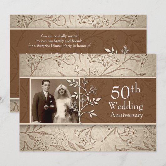 Uitnodigingen voor 50-jarig huwelijksjubileum foto (Voorkant / Achterkant)