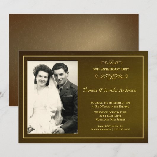 Uitnodigingen voor 50-jarig huwelijksjubileum met  (Voorkant / Achterkant)