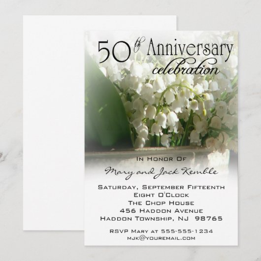 Uitnodigingen voor 50-jarig huwelijksjubileumfeest (Voorkant / Achterkant)