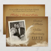 Uitnodigingen voor 50-jarig jubileum met verenfoto (Voorkant / Achterkant)