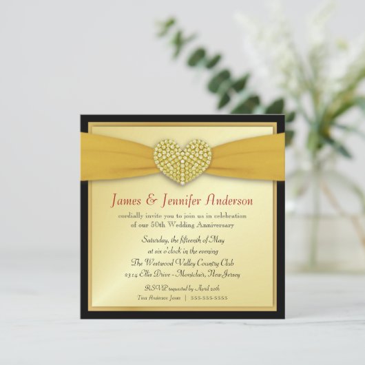 Uitnodigingen voor 50-jarig jubileumfeest Elegant  (Staand voorkant)