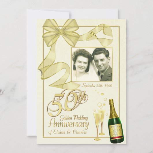 Uitnodigingen voor 50-jarig jubileumfeest - Fancy (Voorkant)