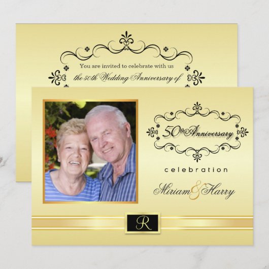 Uitnodigingen voor 50-jarig jubileumfeest met foto (Voorkant / Achterkant)