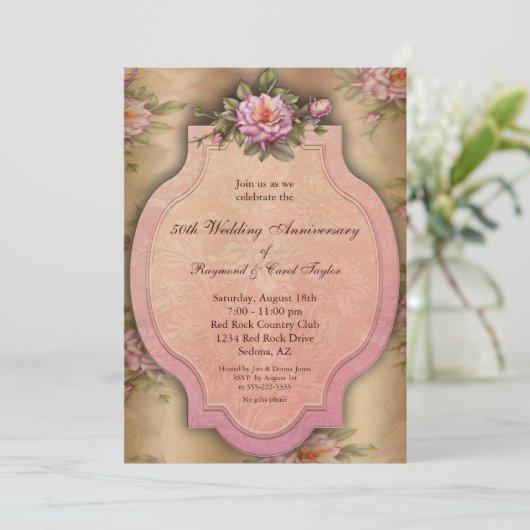 Uitnodigingen voor 50-jarig jubileumfeest met oude (Staand voorkant)