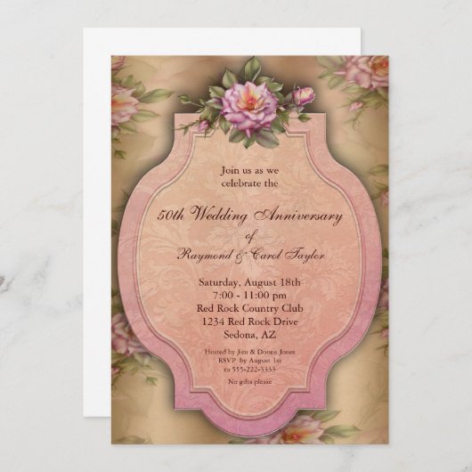 Uitnodigingen voor 50-jarig jubileumfeest met oude (Voorkant / Achterkant)