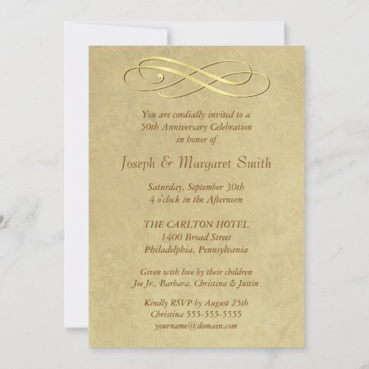 Uitnodigingen voor 50-jarig jubileumfeest met vint (Achterkant)