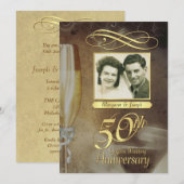 Uitnodigingen voor 50-jarig jubileumfeest met vint (Voorkant / Achterkant)