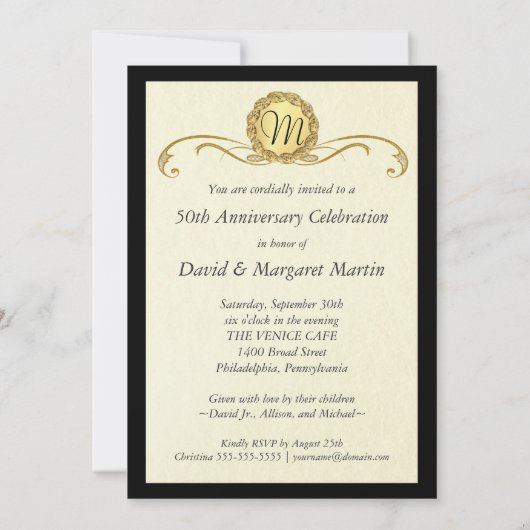 Uitnodigingen voor 50-jarig jubileumfeest met vint (Achterkant)