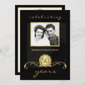 Uitnodigingen voor 50-jarig jubileumfeest met vint (Voorkant / Achterkant)