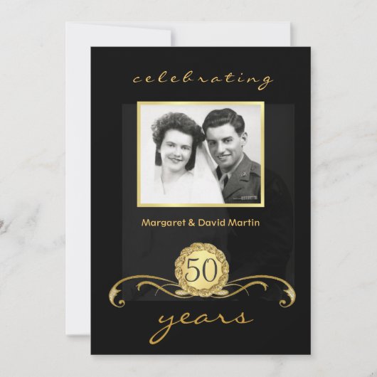 Uitnodigingen voor 50-jarig jubileumfeest Vintage (Voorkant)