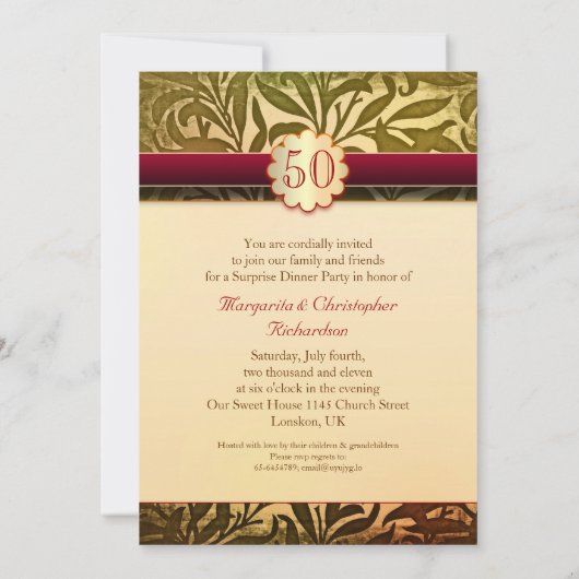 uitnodigingen voor 50e gouden verjaardag (Achterkant)