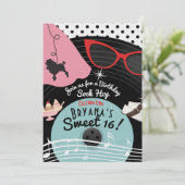 Uitnodigingen voor 50's 1950's Record Theme-feest (Staand voorkant)