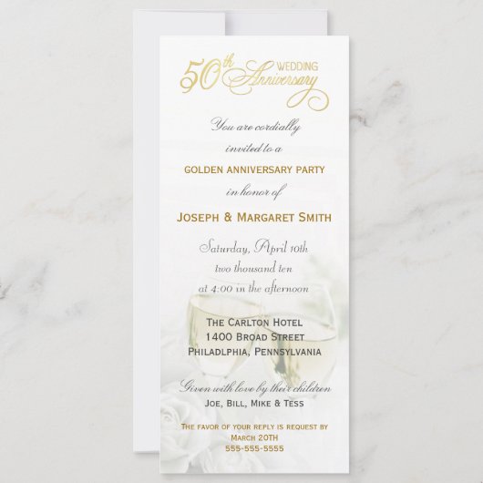 Uitnodigingen voor 50ste trouwjubileum - Hoge uitn (Achterkant)
